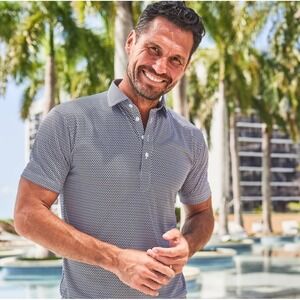 NWT Collars and Co Dress Collar Polo Short Sleeve Vantage Black Medium Relaxed